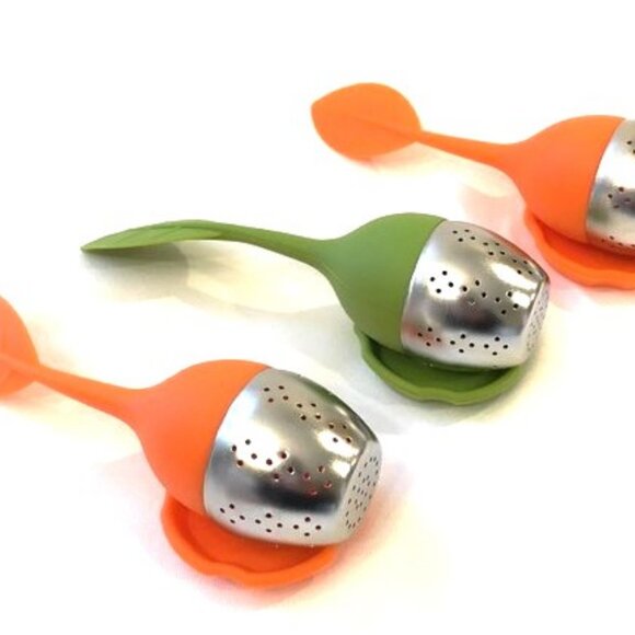 Tea + Tray Silicone & Stainless Steel Strainers Infusers Lot of 3 NWT - Picture 1 of 8